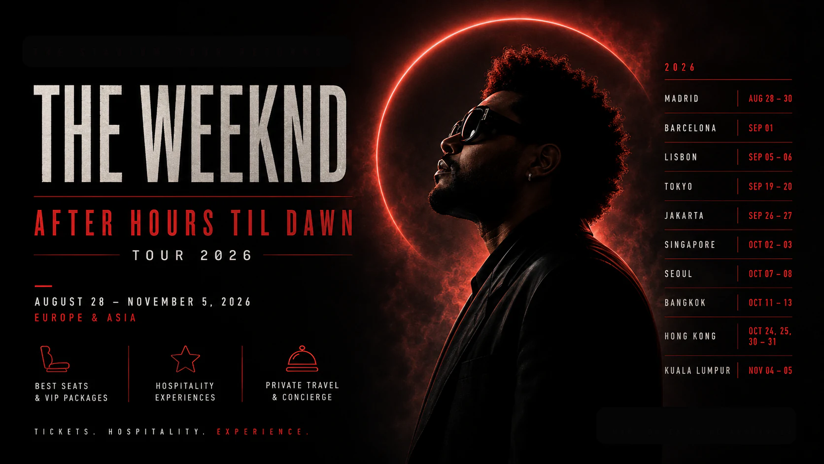 The Weeknd: концерты в Европе и Азии в 2026 году